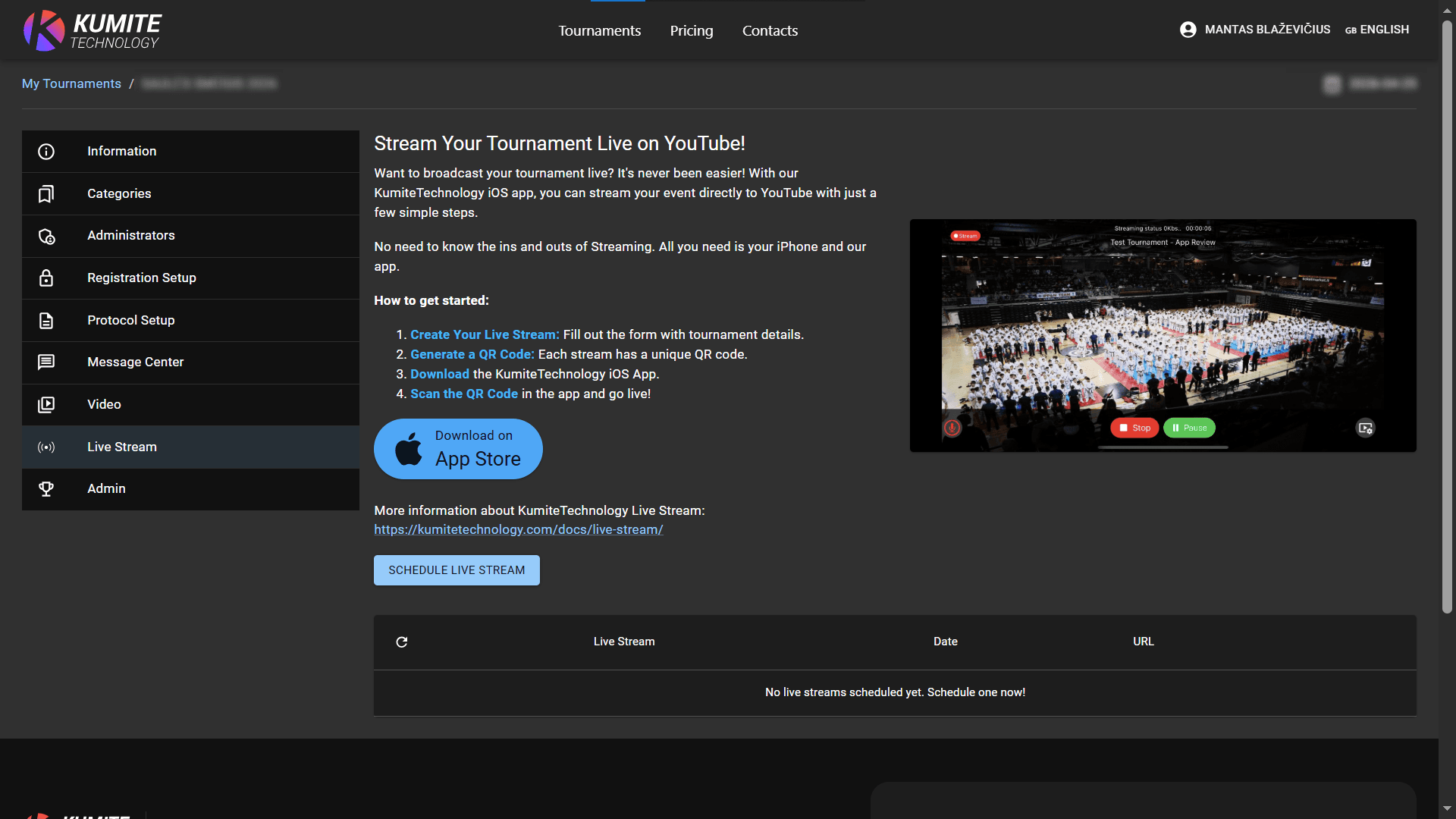 Страница Прямой трансляции