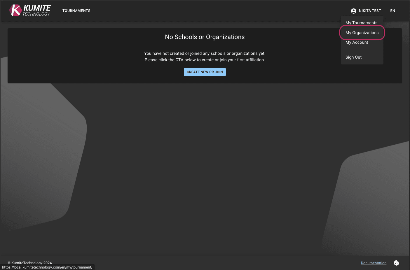 Навигация Мои Организации