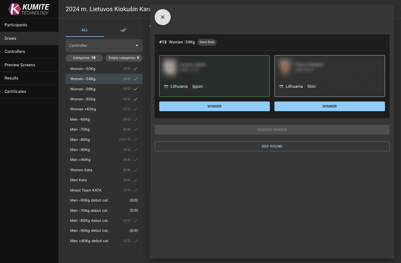 Диалог Редактирования Поединка