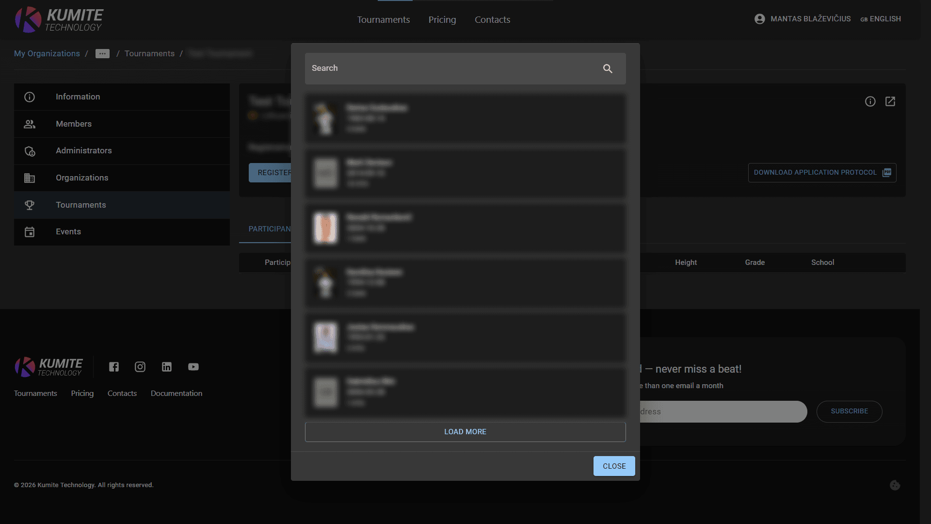 Поиск и Выбор Участника