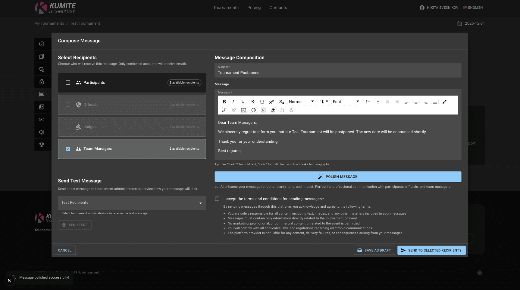 Сообщение, отредактированное AI