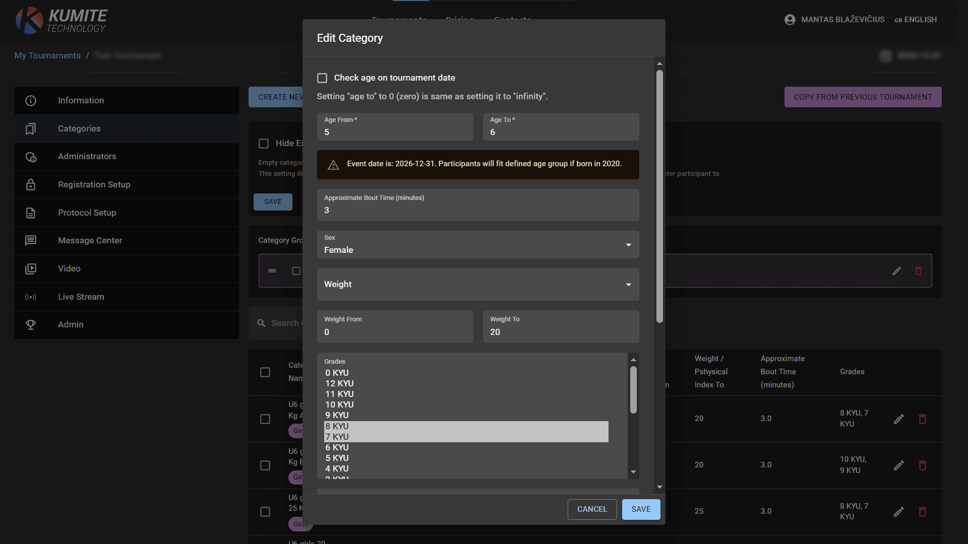 Список категорий