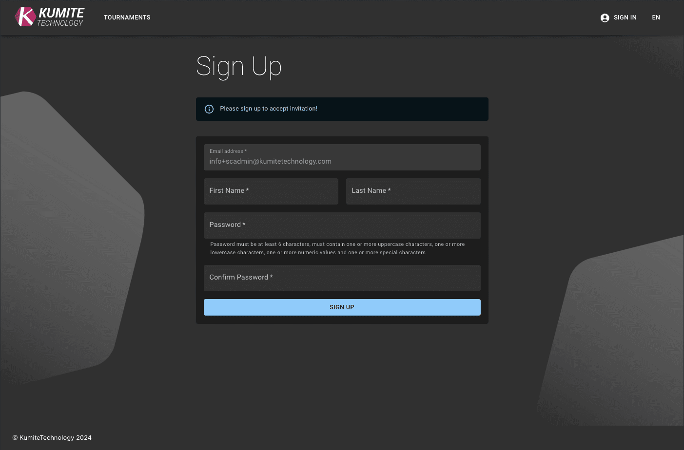 Принять Приглашение - Регистрация